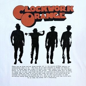 Y2K A Clockwork Adult XL Orange Graphic T Shirt Delta Pro Weight White Movie Tee